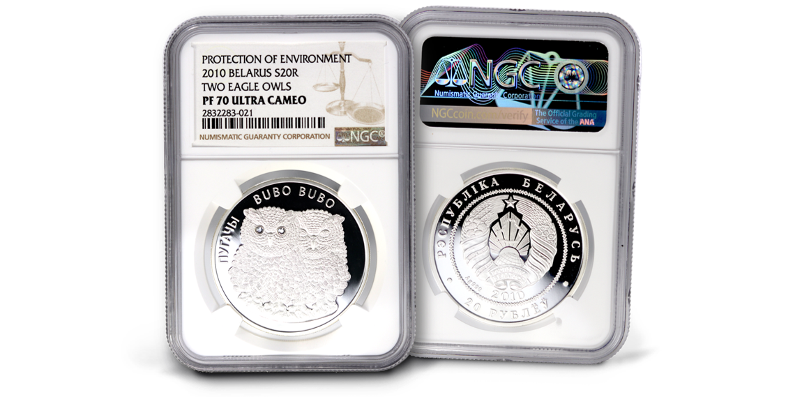 2010 Protection of Environment Belarus Two Eagle Owls PF70 Ultra Cameo Silver Coin