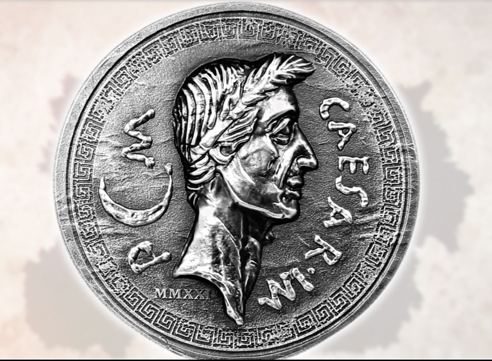 silver replica of original Julius Caesar Roman Denarius