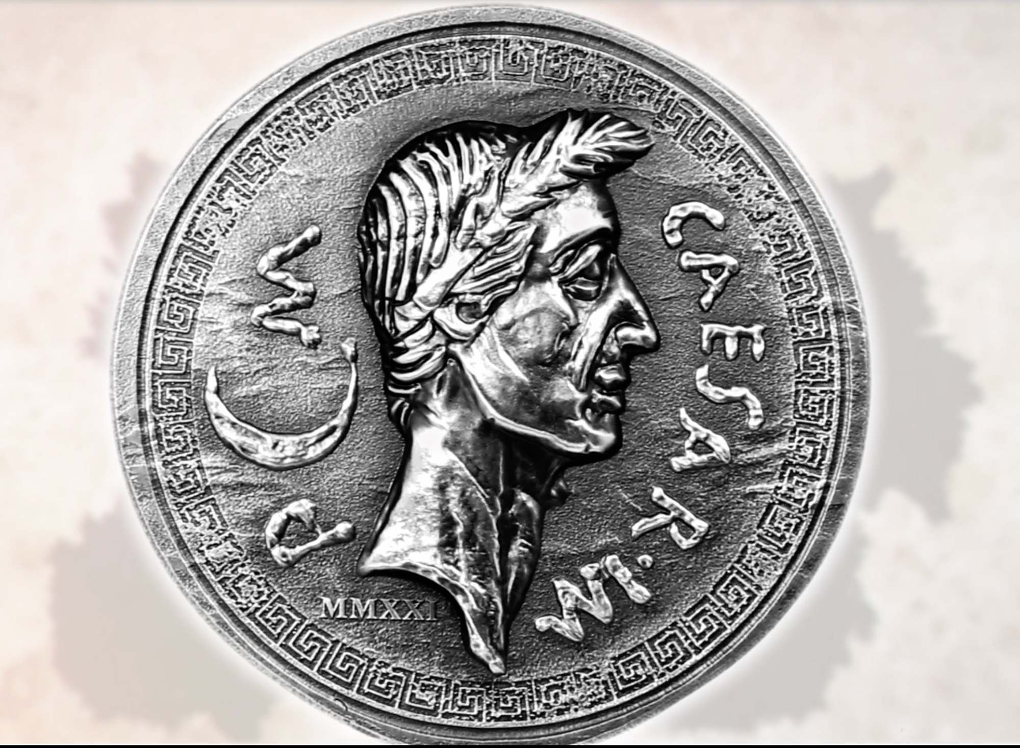 silver replica of original Julius Caesar Roman Denarius 