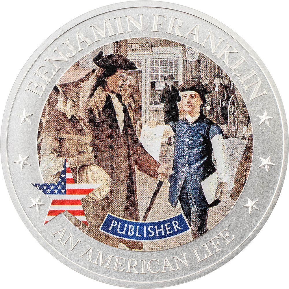 2021 An American Life Benjamin Franklin Publisher .5 ounce Silver Coin