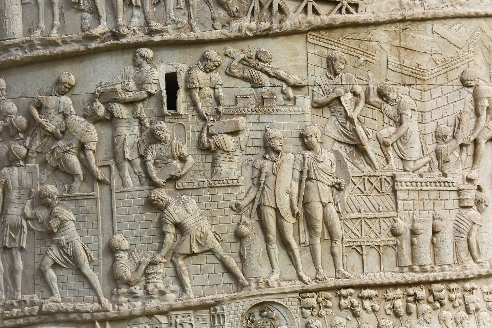 Close up detail on Trajan's Column in Rome, Italy