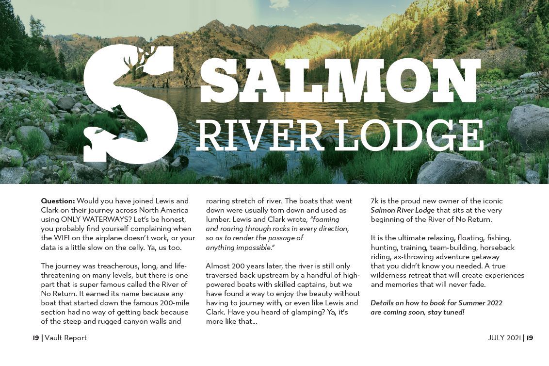 August 2021 7k Vault Report Salmon River Lodge