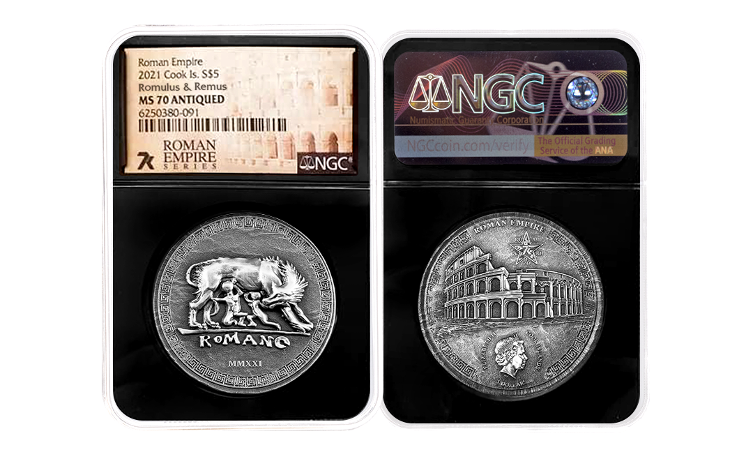 2021 Roman Empire Romulus & Remus 1oz Silver Coin MS70