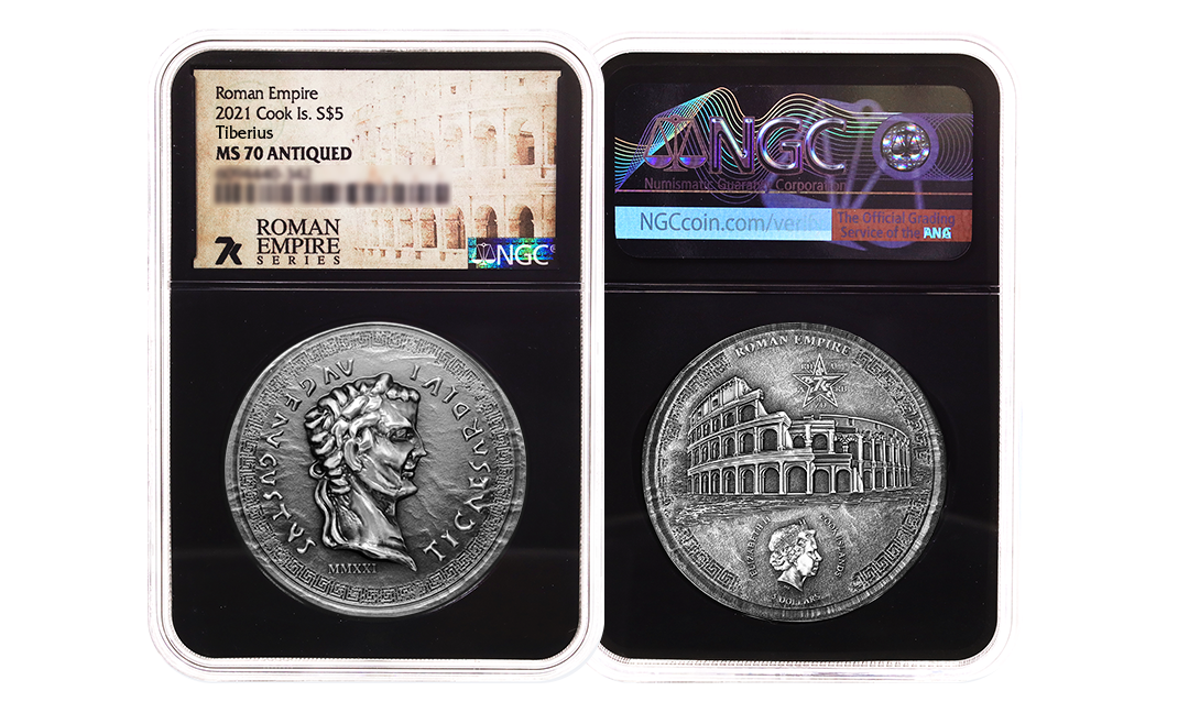 2021 Roman Empire Series Tiberius 1oz Silver Coin MS70