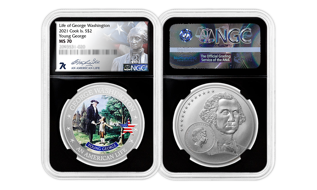 2021 An American Life George Washington Young George 1/2 oz Silver Coin MS70