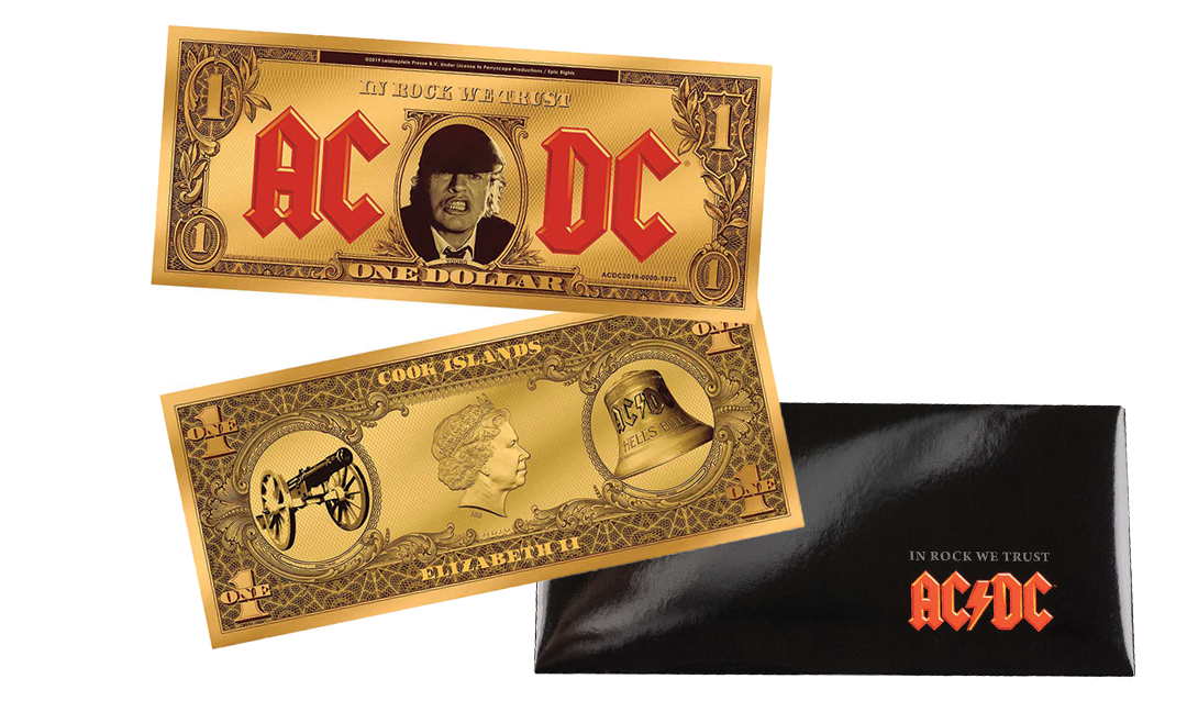 AC/DC In Rock We Trust .1g Gold Foil Note 2019