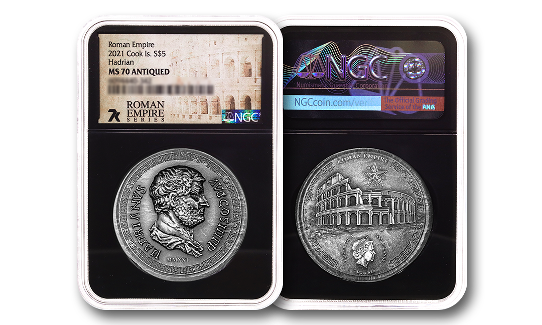 2021 Roman Empire Hadrian 1oz Silver Coin MS70