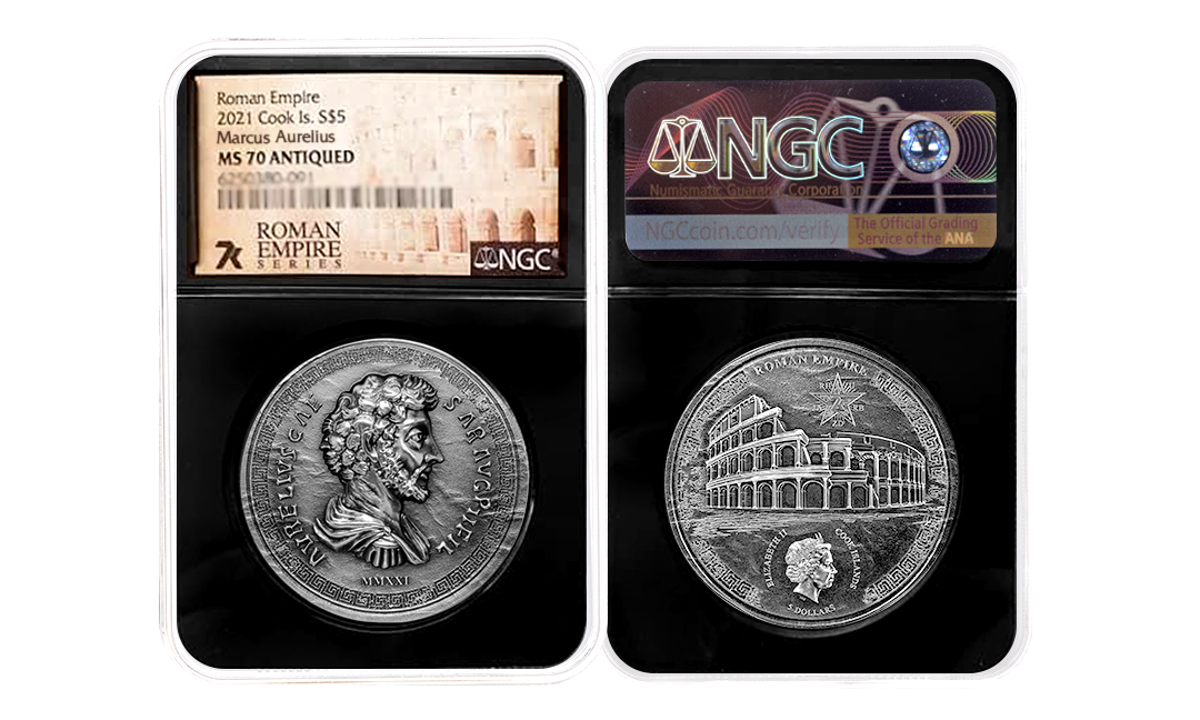 2021 Roman Empire Series Marcus Aurelius 1oz Silver Coin MS70