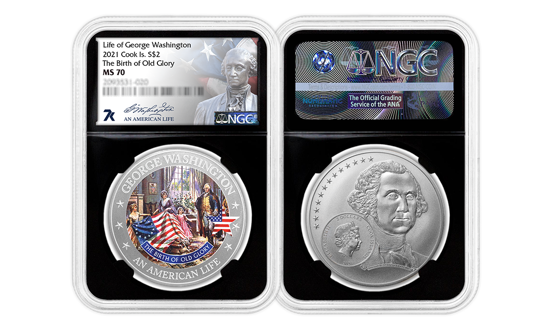 2021 An American Life George Washington & Old Glory 1/2oz Silver Coin MS70