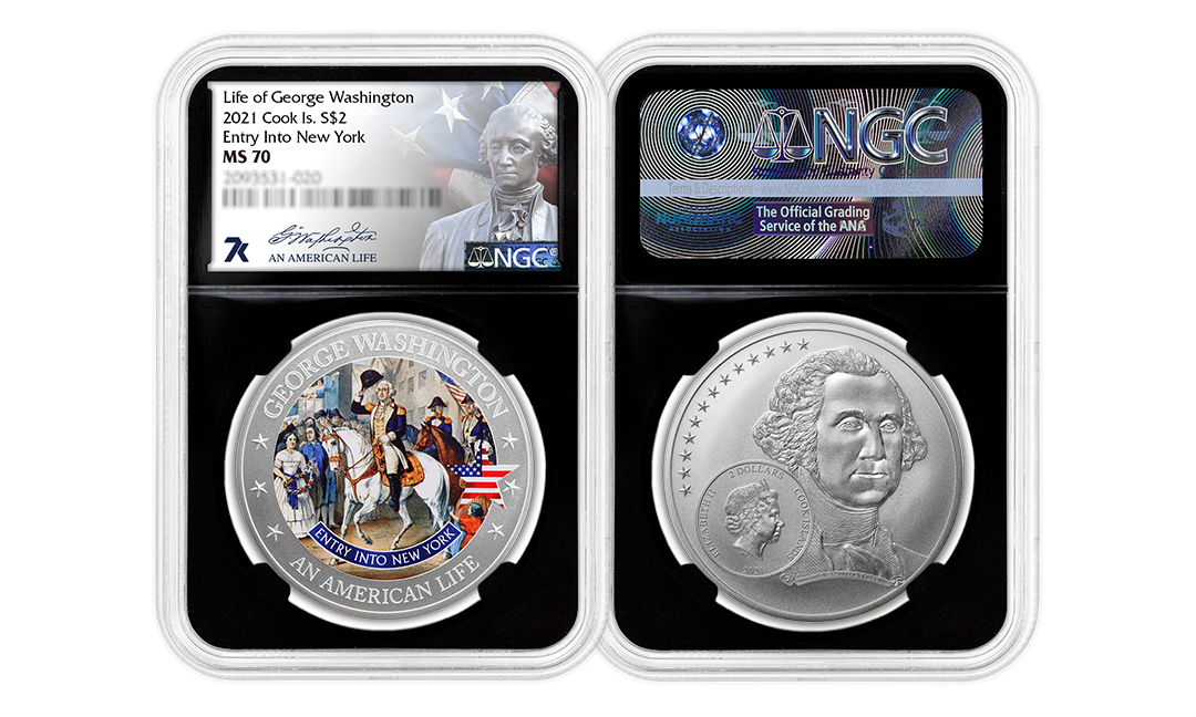 2021 An American Life George Washington's Great Entry 1/2oz Silver Coin MS70