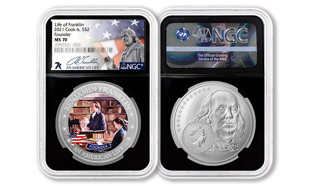 2021 An American Life Benjamin Franklin Founder 1/2oz Silver Coin MS70