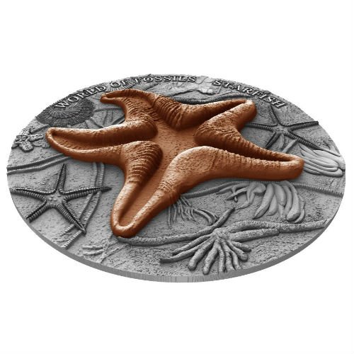 World of Fossils Starfish 2 Oz Silver Coin PF70 2019
