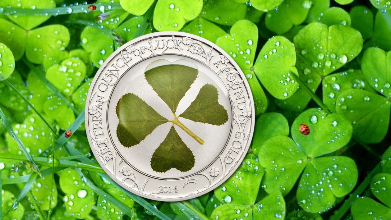 Four Leaf Clovers Ounce of Luck 2014 1oz Silver Coin