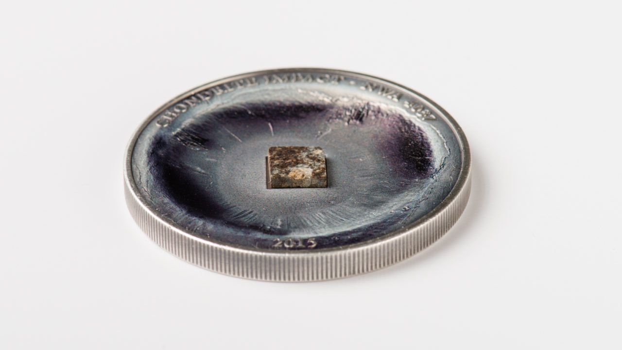 2015 Chondrite Impact Meteorite NWA 4037 1oz Silver Coin