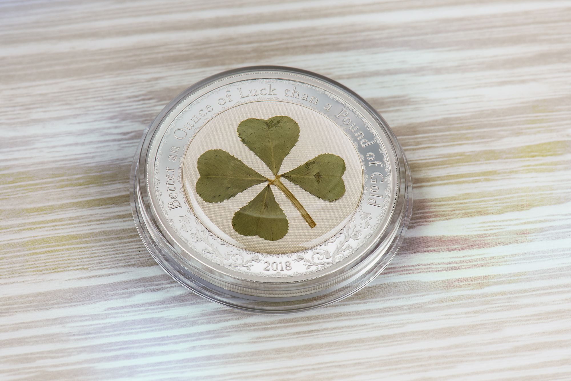 Four Leaf Clovers Ounce of Luck 2018 1oz Silver Coin