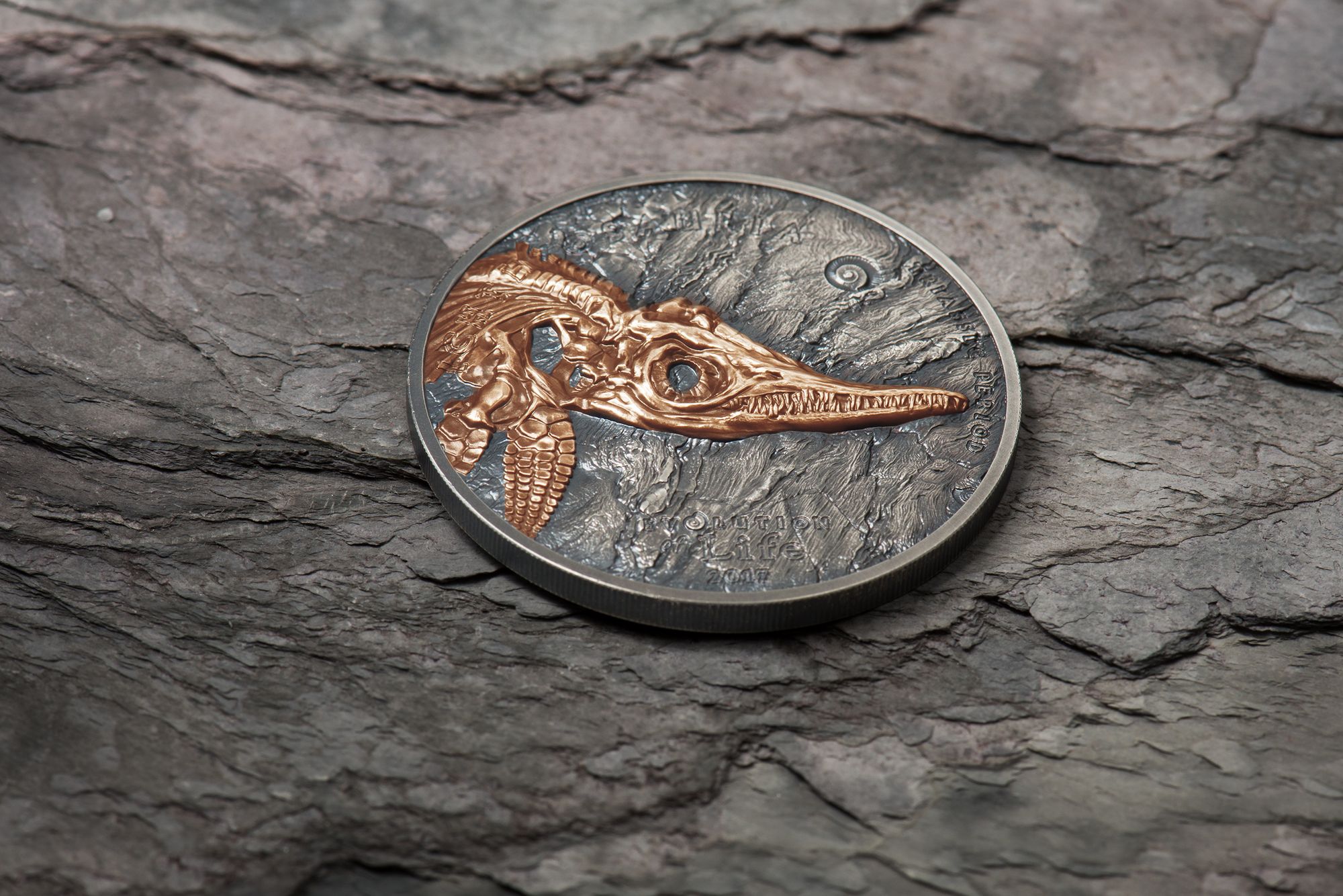 2017 Evolution of Life Ichthyosaur Fossil 1oz Silver Coin