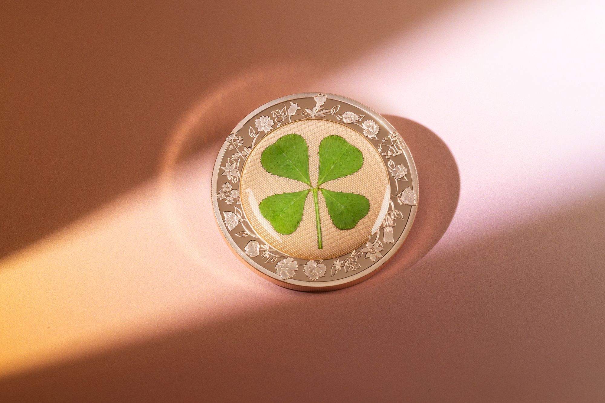 Four Leaf Clovers Ounce of Luck 2022 Rose Gold Plated 1oz Silver Coin