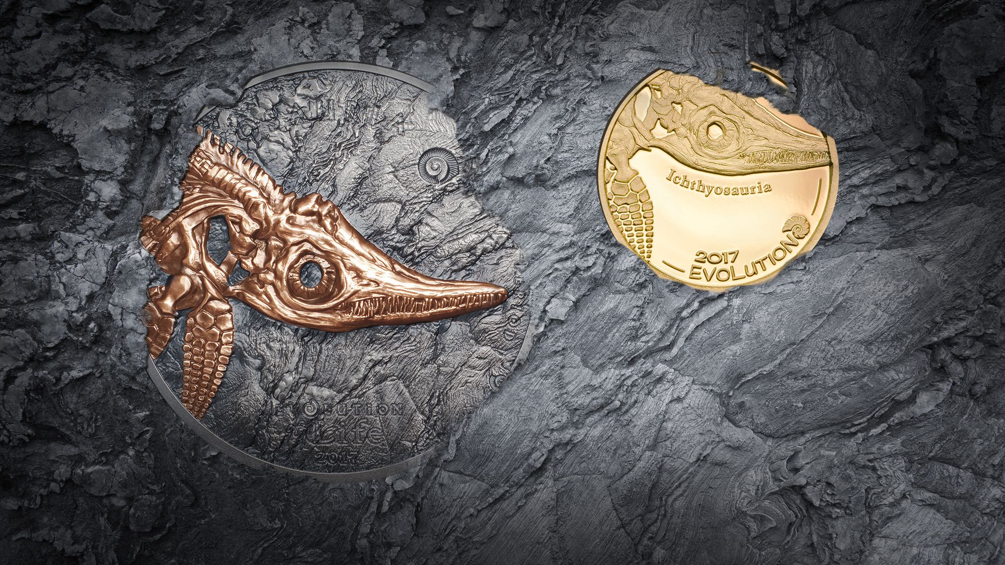 2017 Evolution of Life Ichthyosaur Fossil Coins