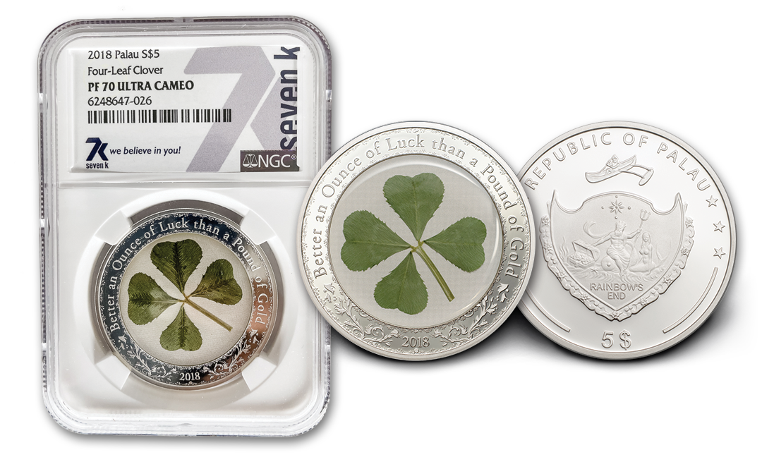 Four Leaf Clovers Ounce of Luck 2018 1oz Silver Coin PF70