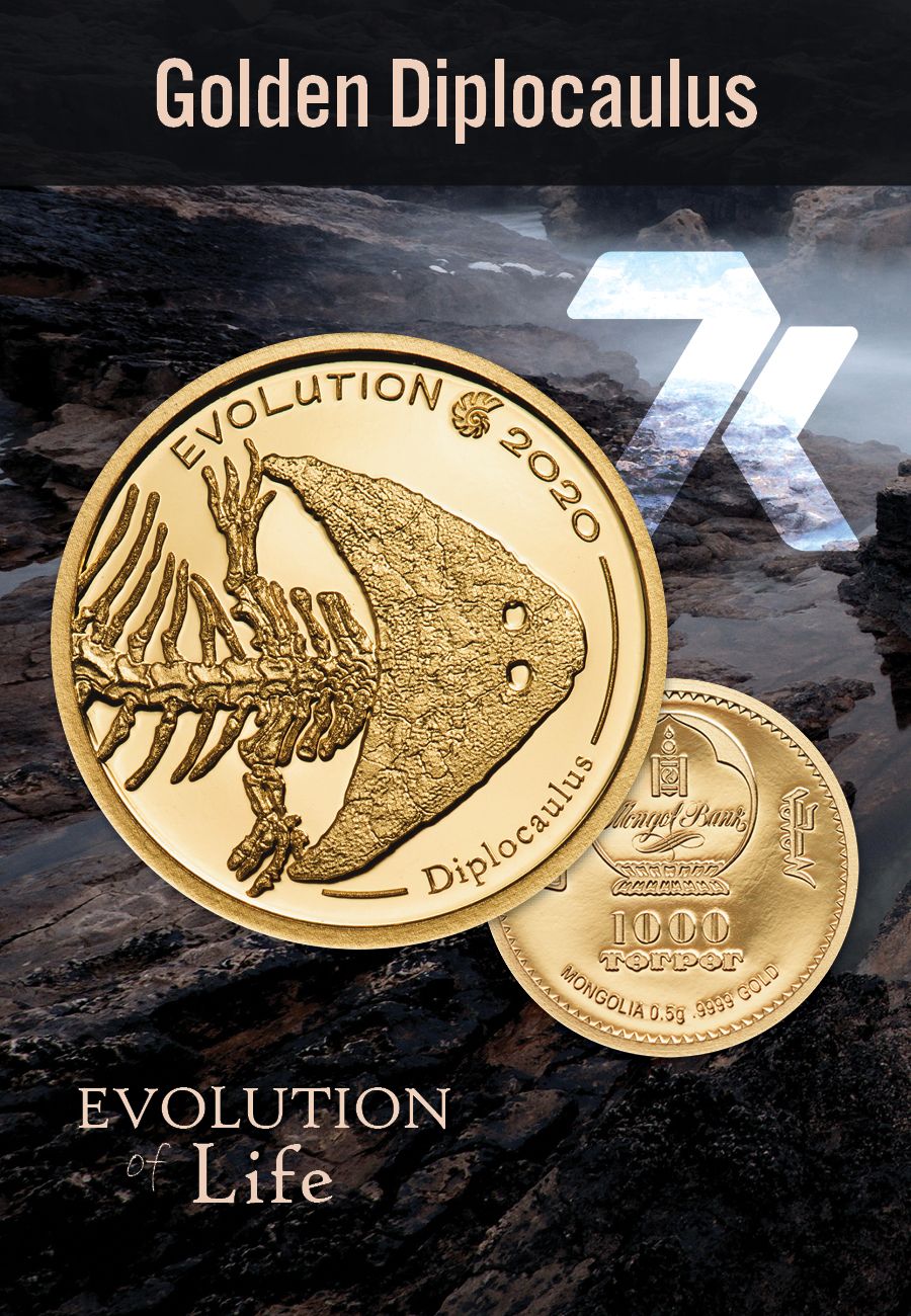 Mongolia 2019 1000 Togrog " Golden Sinraptor " 0.5g Gold .9999 Proof Coin