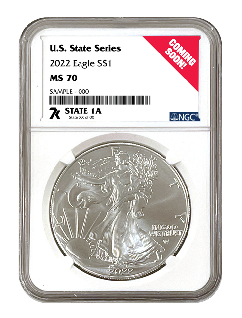 2022 7k State Label American Silver Eagle Series 1oz Silver Coin