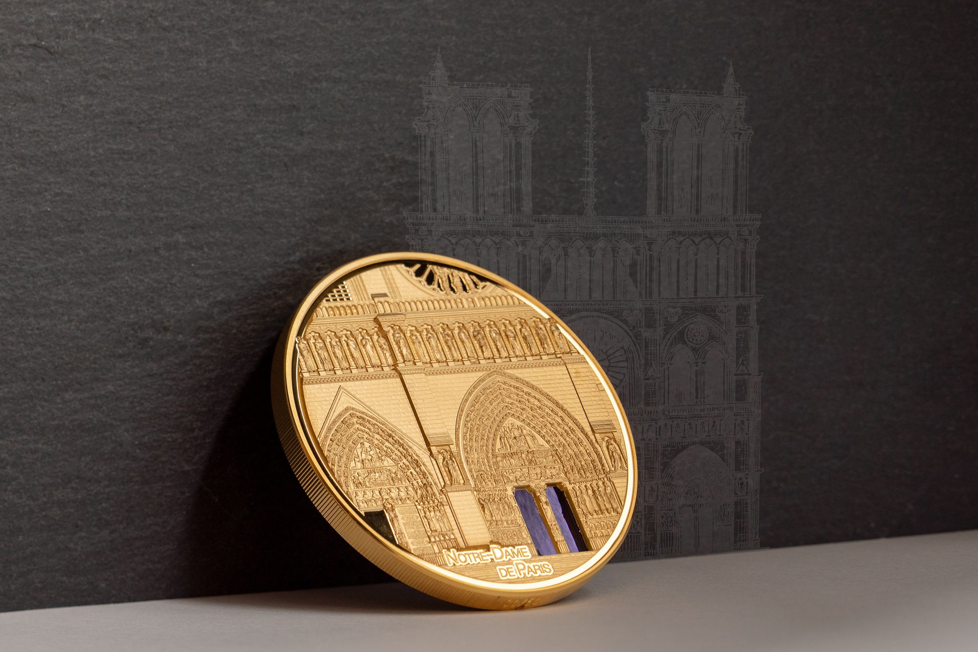 2021 Tiffany Art Metropolis Notre Dame De Paris 5oz Gold Coin