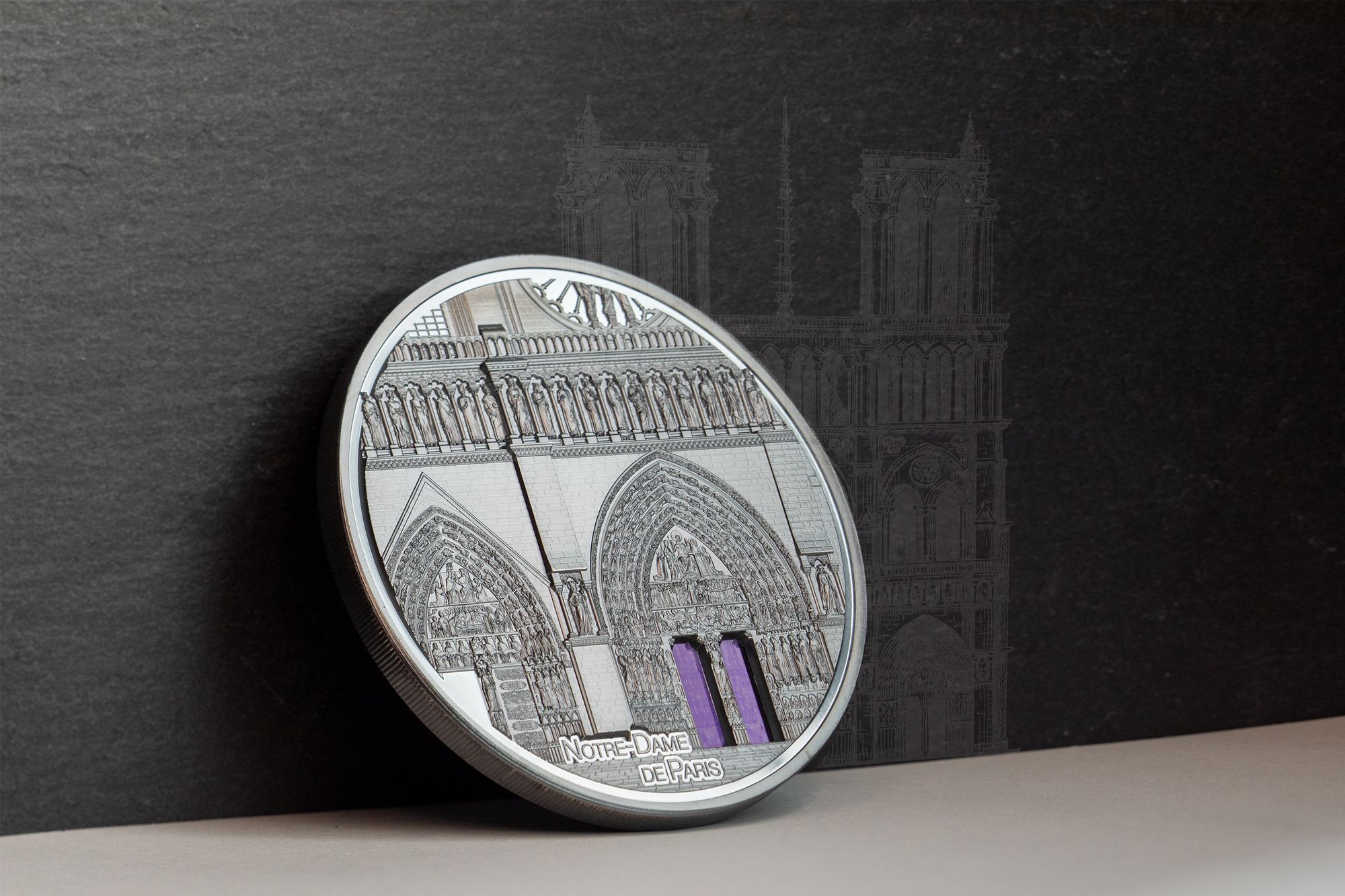 2021 Tiffany Art Metropolis Notre Dame De Paris 5oz Black Proof Silver Coin