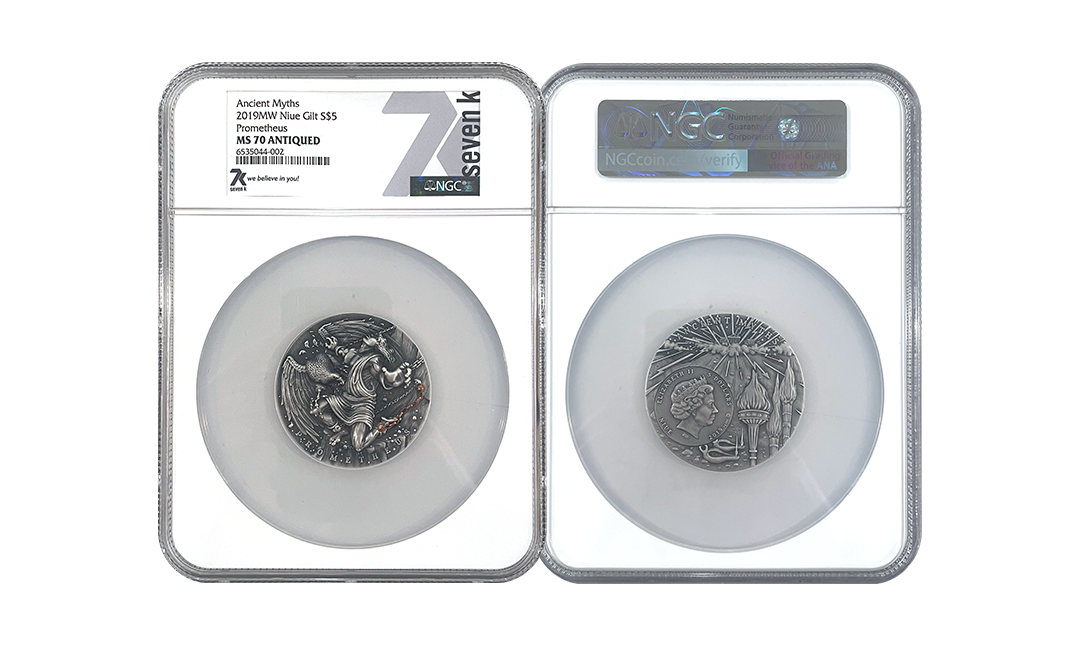 2019 Ancient Myths Prometheus 2oz Silver Coin MS70