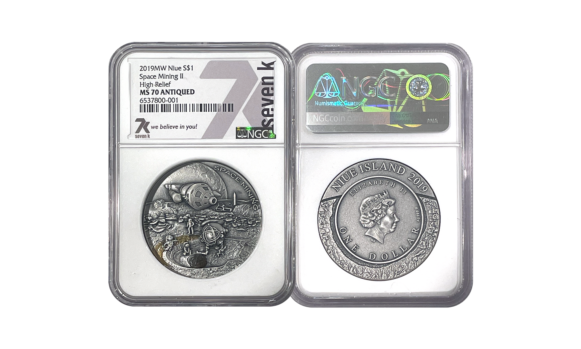 2019 Space Mining II Station 1oz Silver Coin MS70