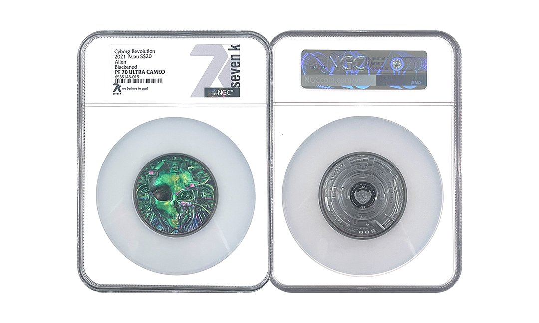 2021 Cyborg Revolution Alien 3oz Black Proof Silver Coin PF70