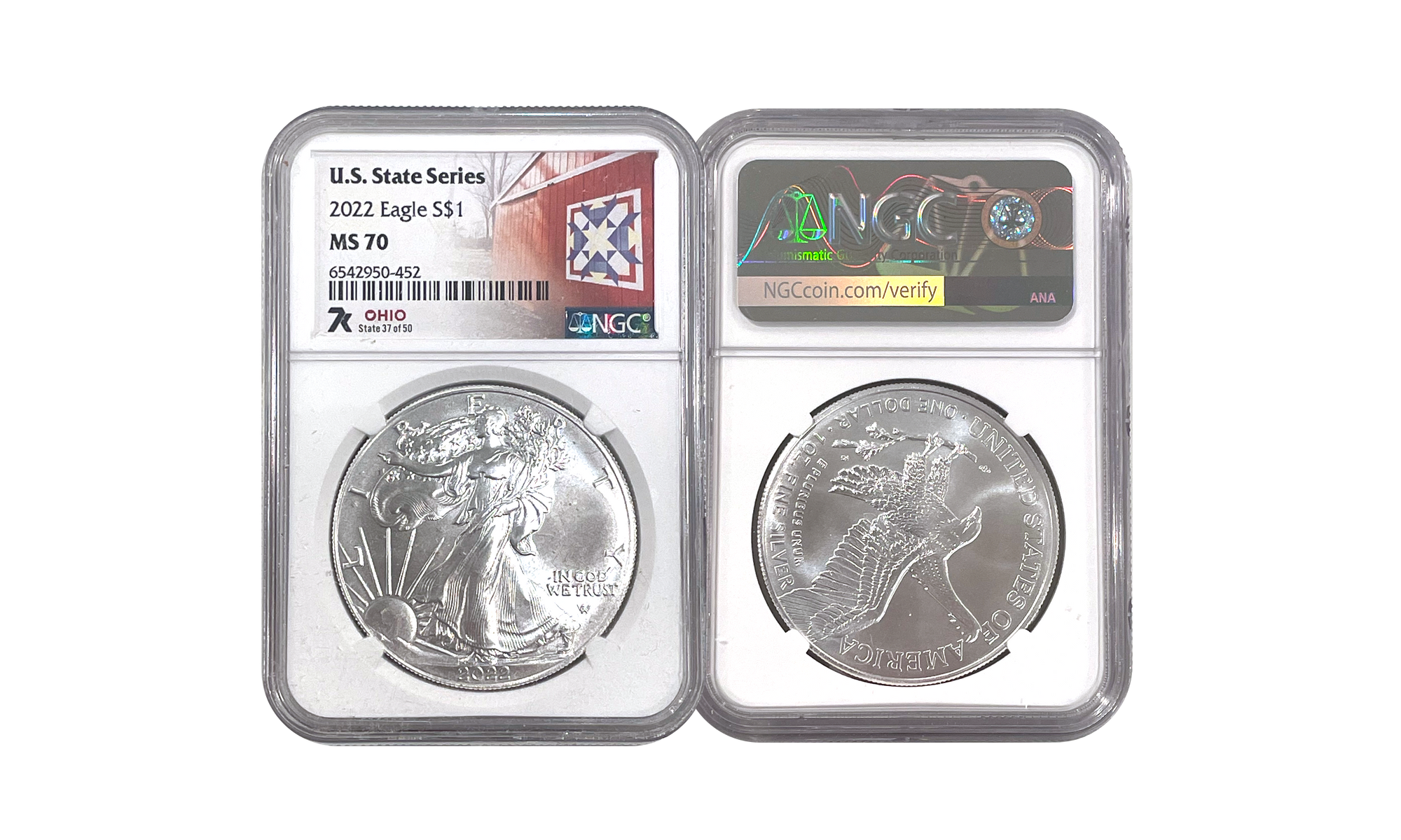 2022 7k State Label American Silver Eagle Series 1oz Silver Coin