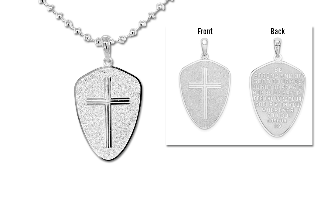 Silver cross necklace with scripture engraving
