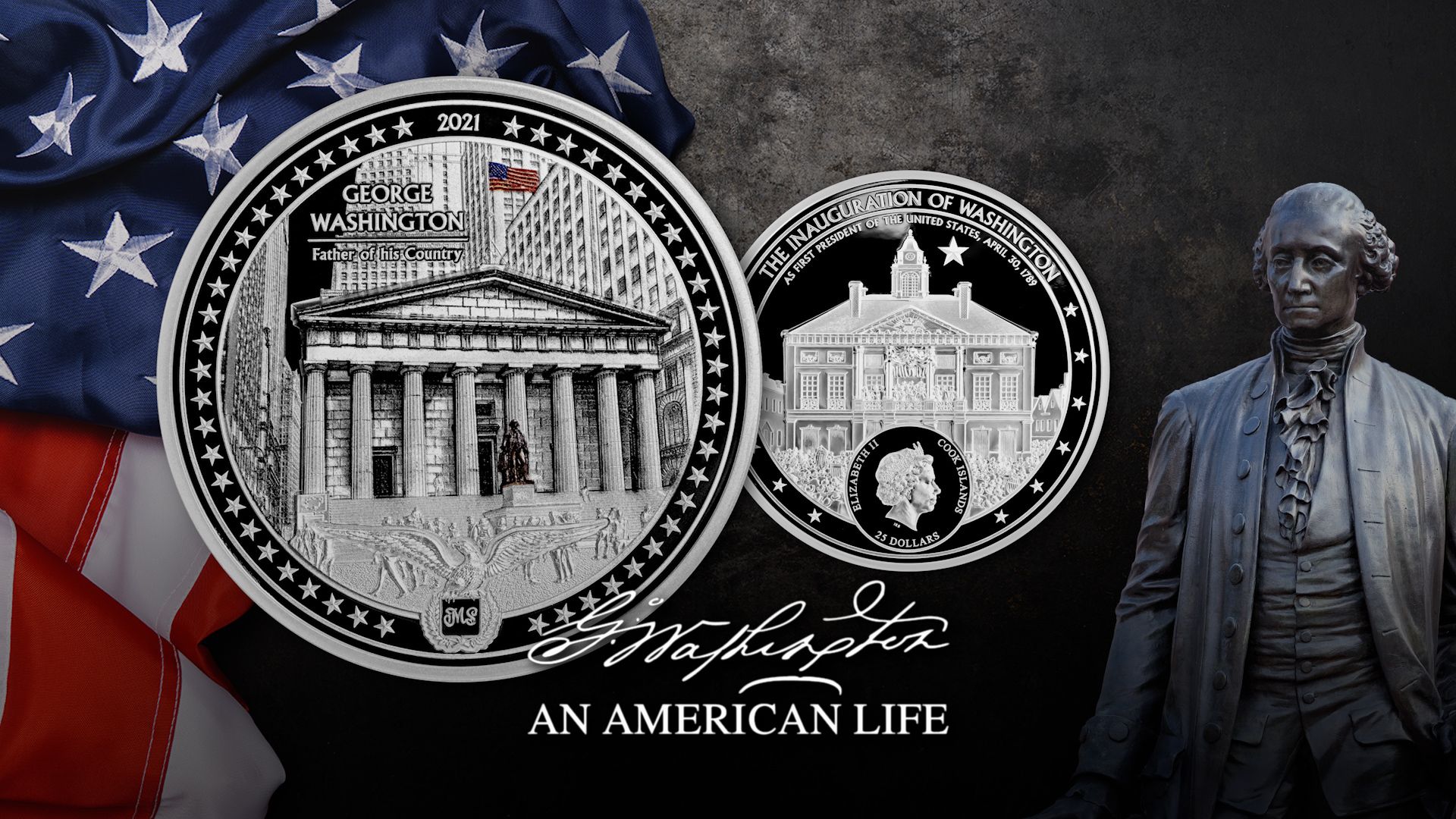 2021 An American Life George Washington 5oz Silver Coin 
