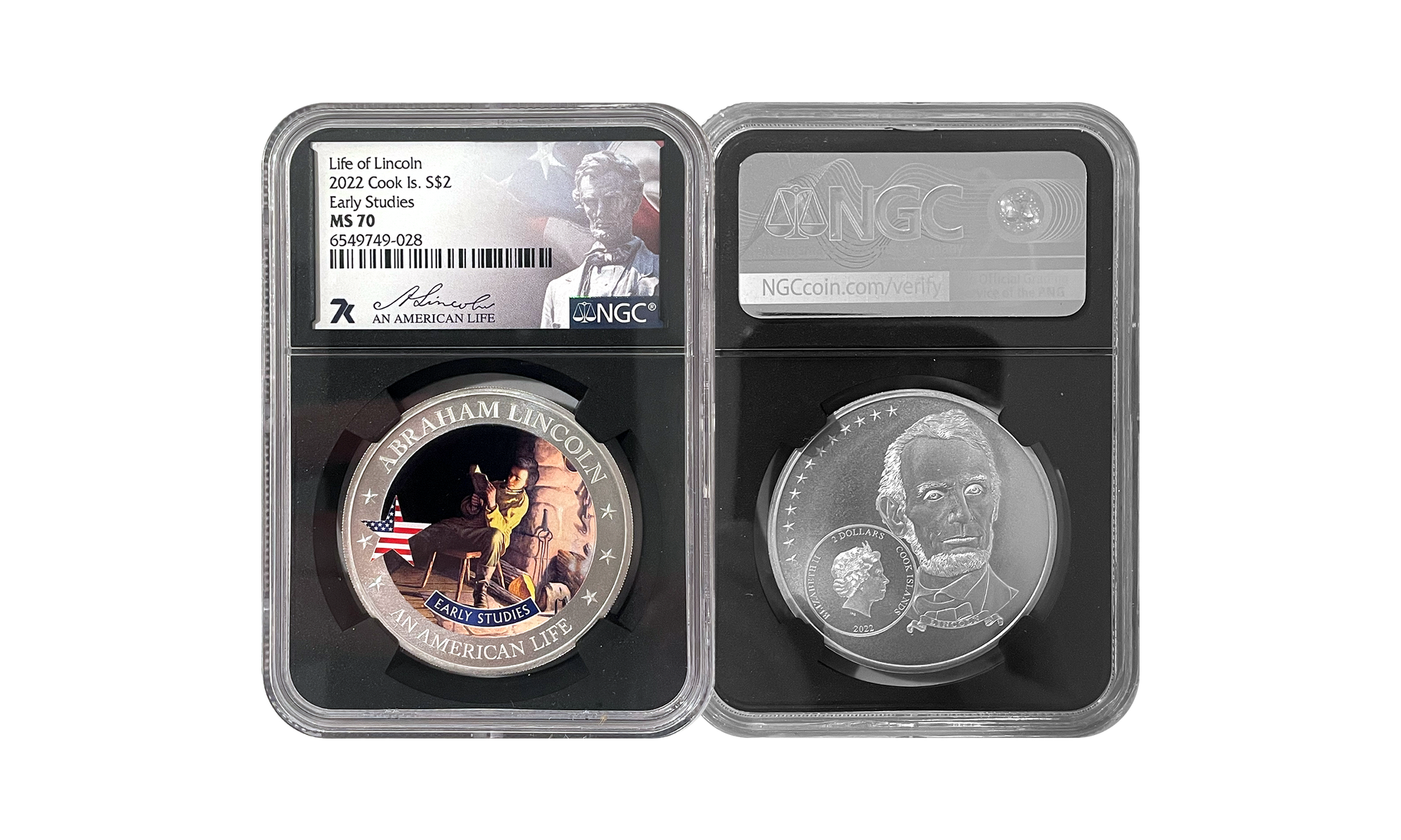 2022 An American Life Abraham Lincoln Early Studies 1/2oz Silver Coin MS70
