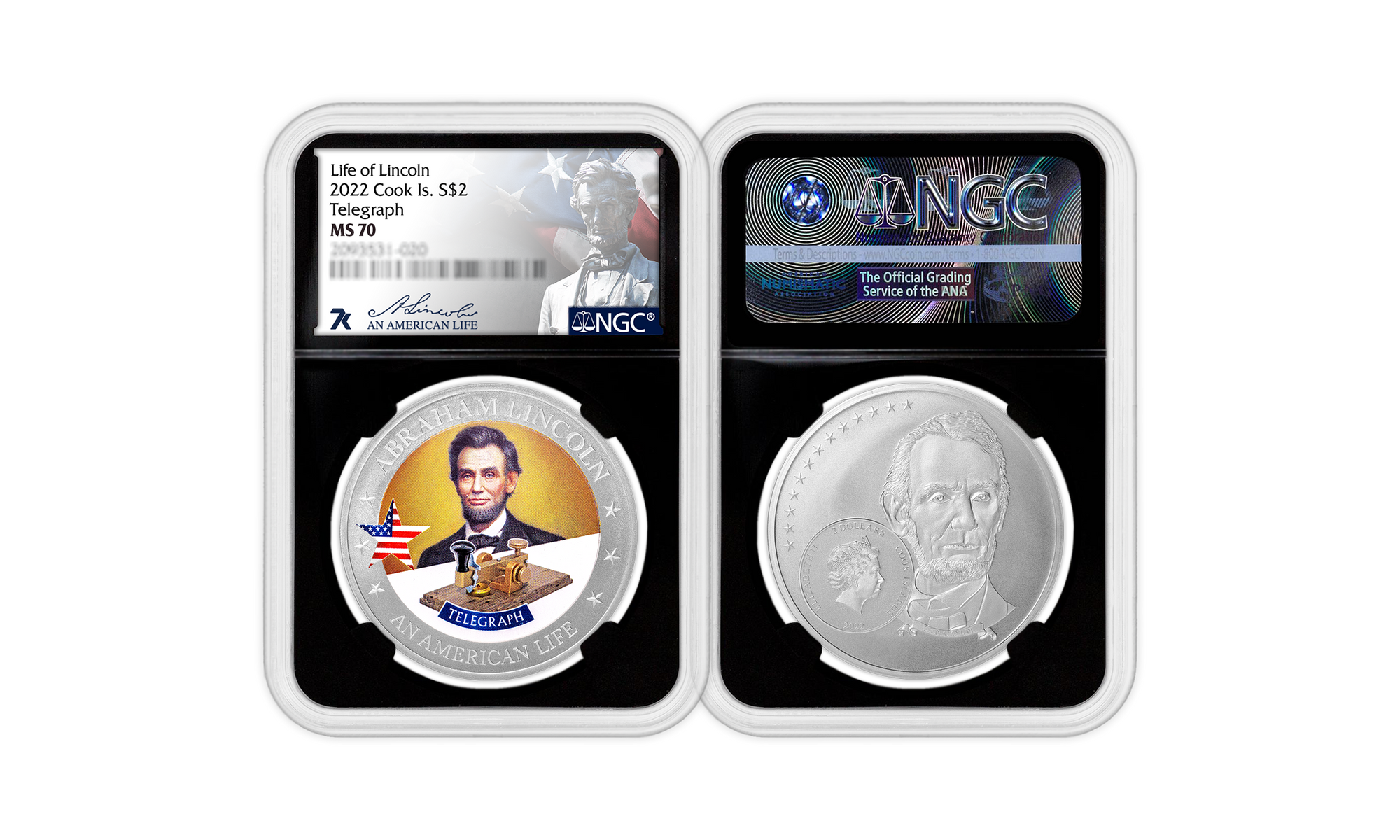 2022 An American Life Abraham Lincoln Telegraph 1/2oz Silver Coin MS70