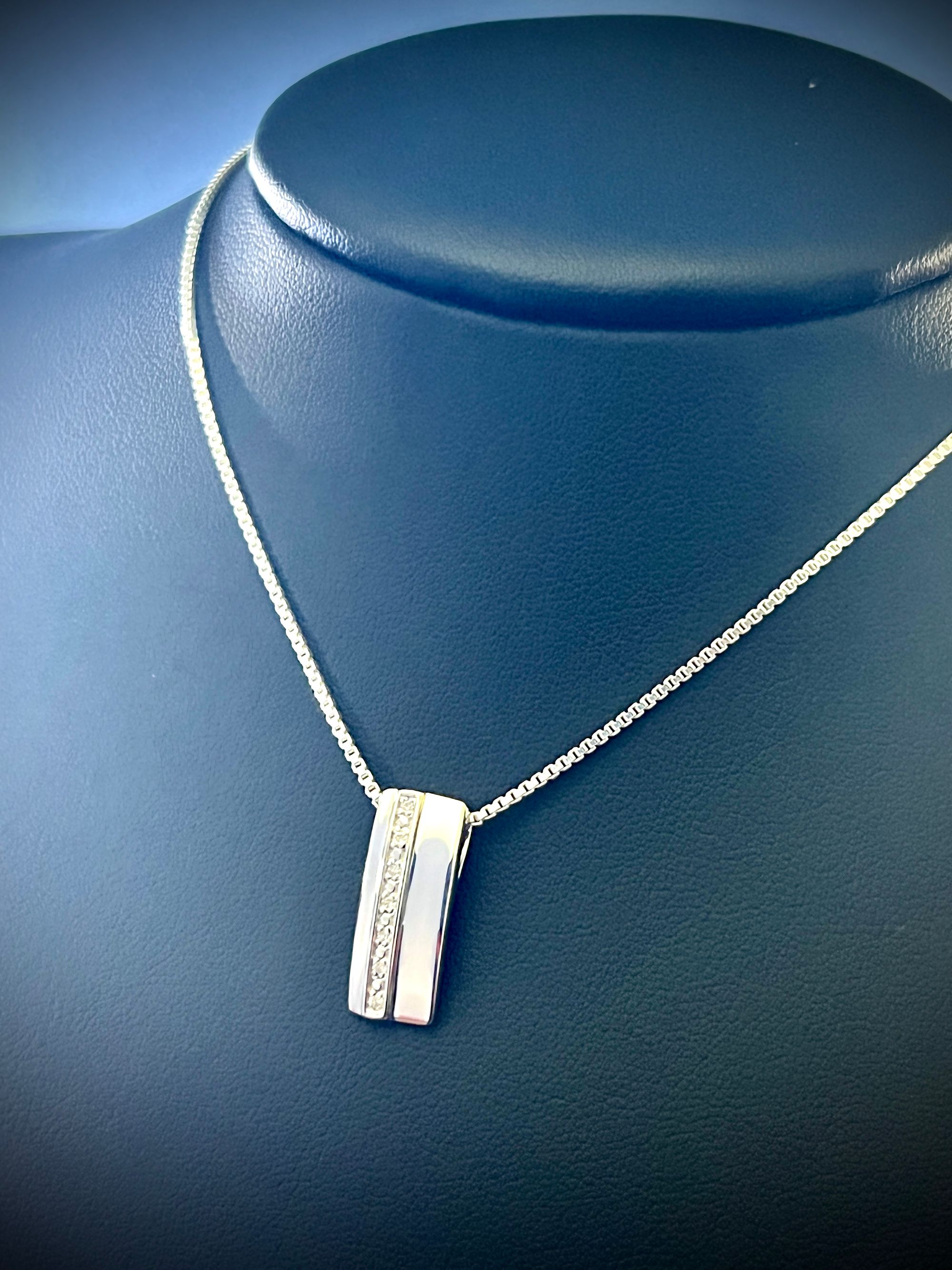 Sterling Silver Diamond Chain Slide & Necklace