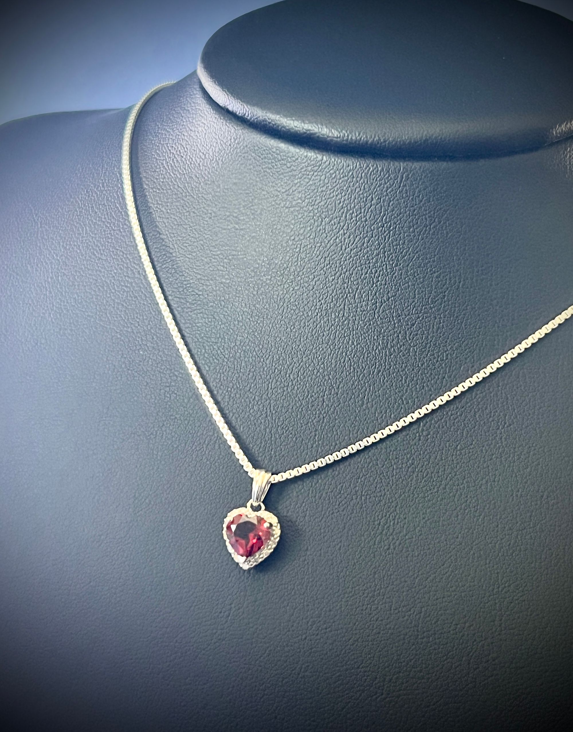 Sterling Silver Garnet and Diamond Pendant