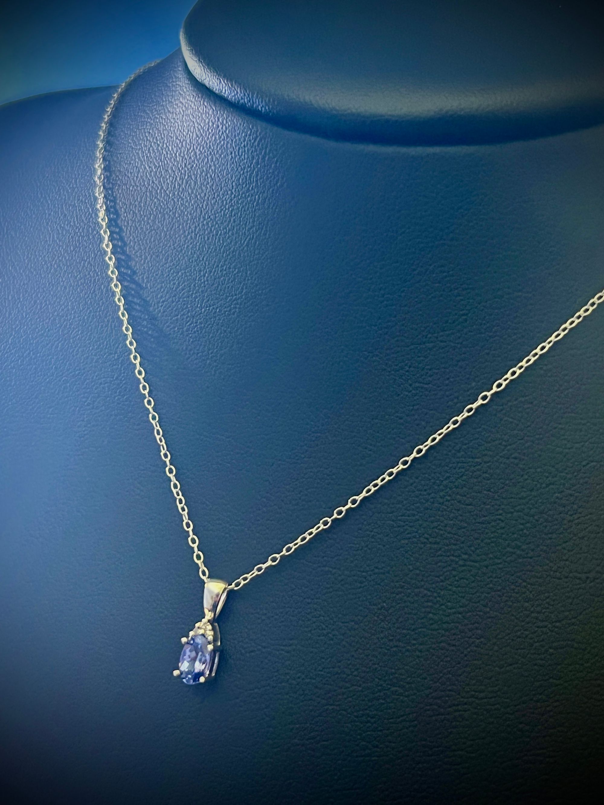 Sterling Silver Tanzanite and Diamond Necklace