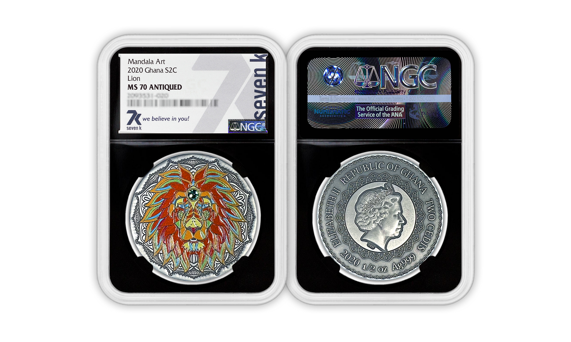 2020 Mandala Animals Lion 1/2oz Silver Coin MS70