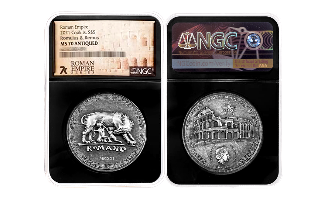 2021 Roman Empire Romulus & Remus 1oz Silver Coin MS70