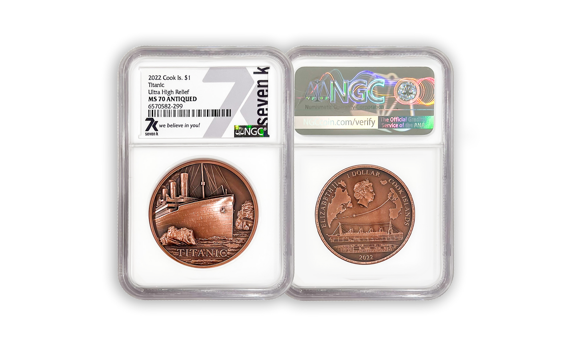 2022 Titanic 1912 50 gram Copper Coin MS70