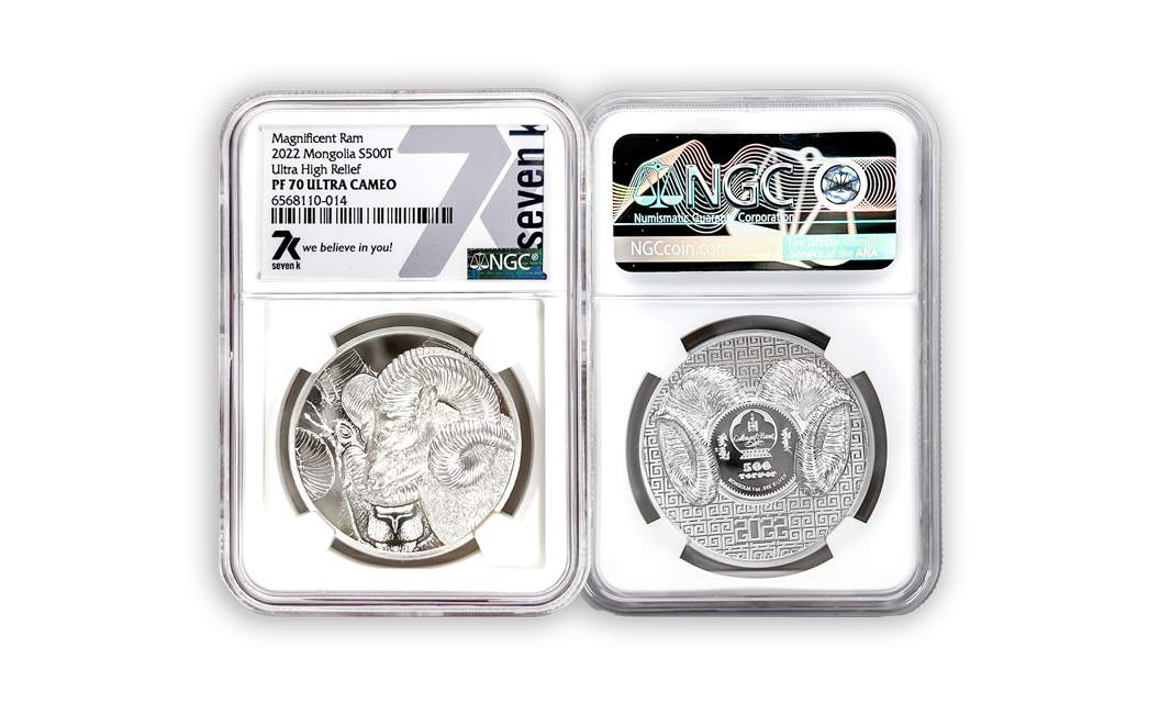 2022 Wild Mongolia Magnificent Argali 1oz Silver Coin PF70