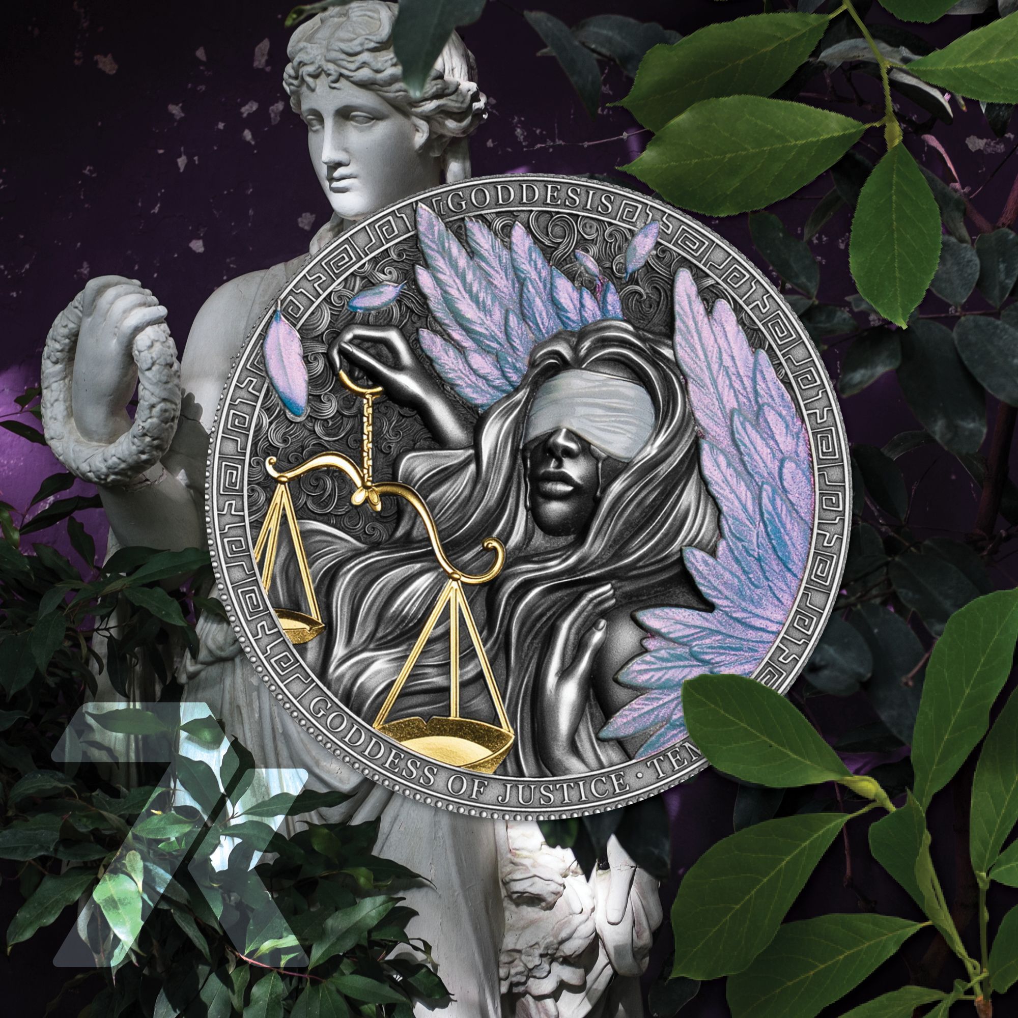 2022 Goddesis Goddess of Justice Themis 2oz Silver Coin