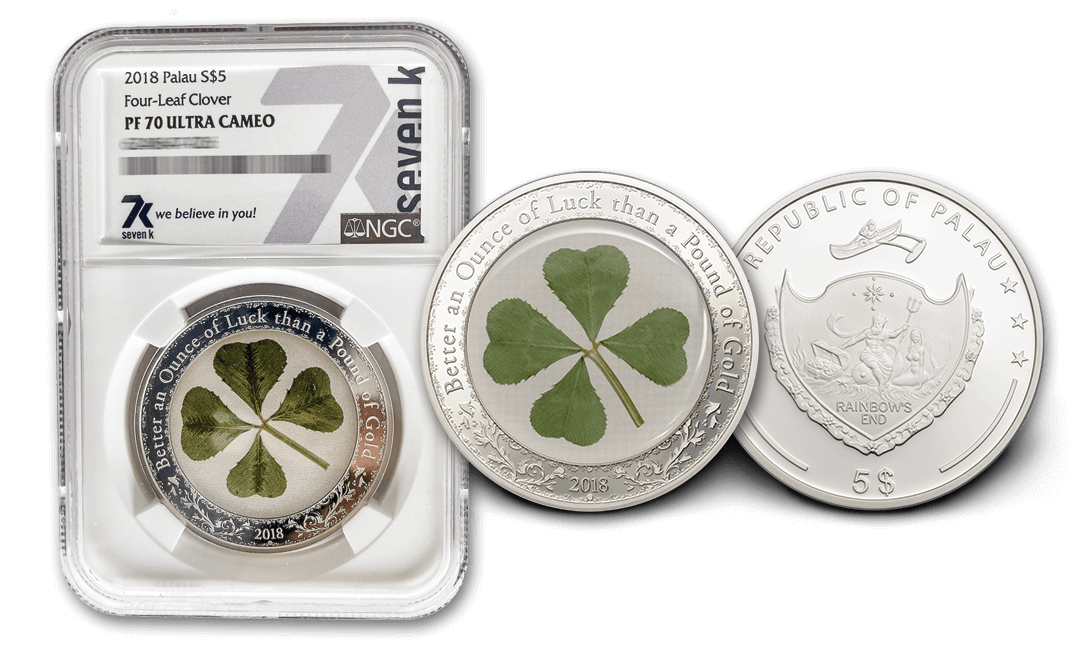 Four Leaf Clovers Ounce of Luck 2018 1oz Silver Coin PF70