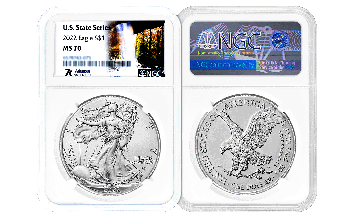 2022 7k State Label American Silver Eagle Series 1oz Silver Coin