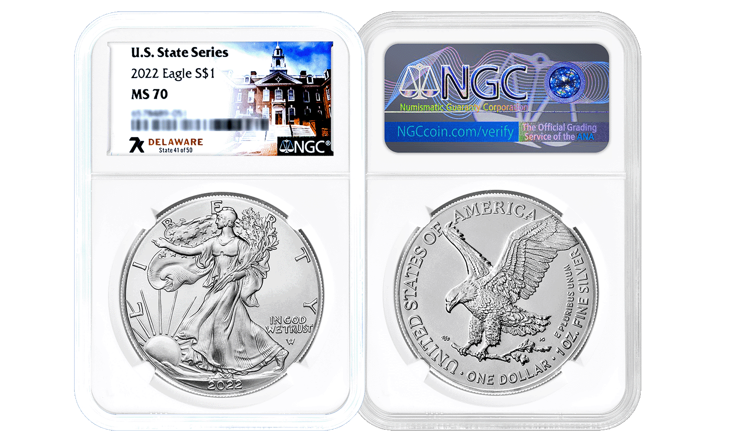 2022 7k State Label American Silver Eagle Series 1oz Silver Coin