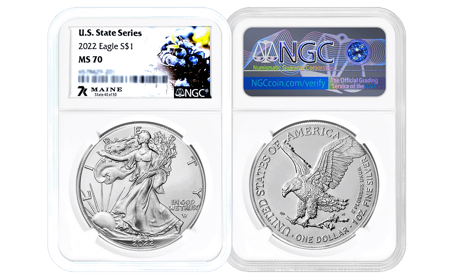 2022 7k State Label American Silver Eagle Series 1oz Silver Coin