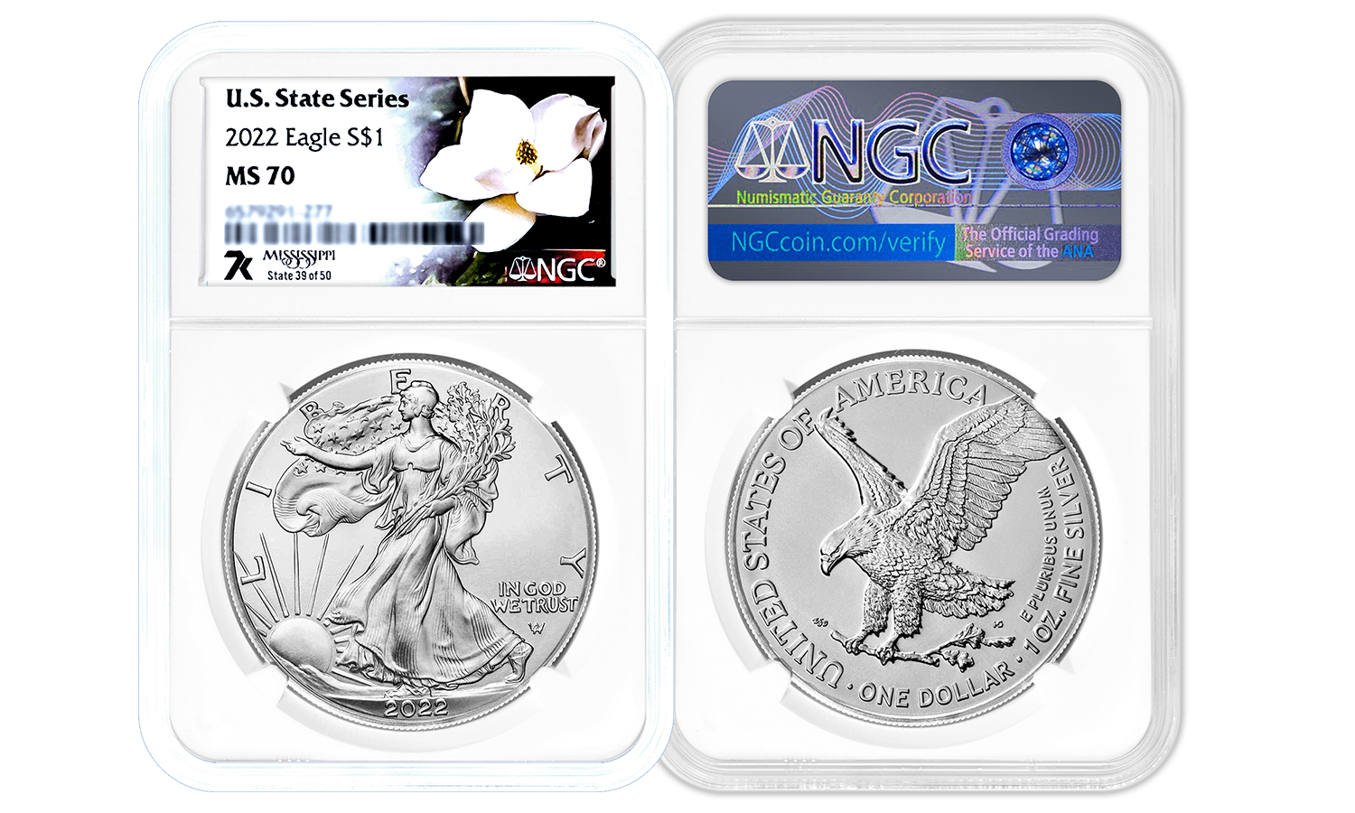 2022 7k State Label American Silver Eagle Series 1oz Silver Coin