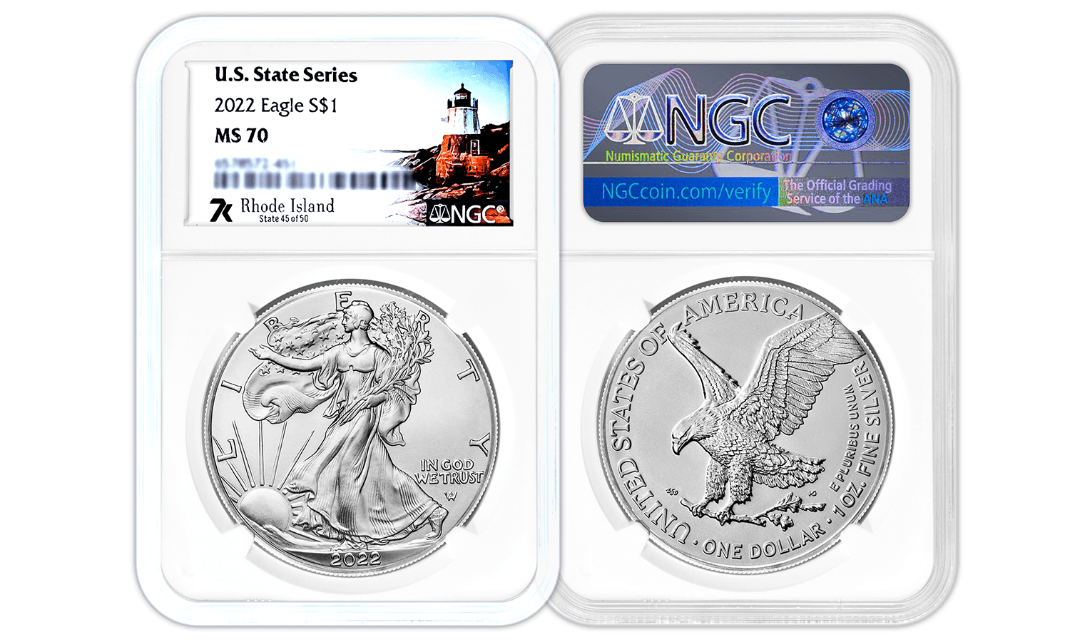 2022 7k State Label American Silver Eagle Series 1oz Silver Coin