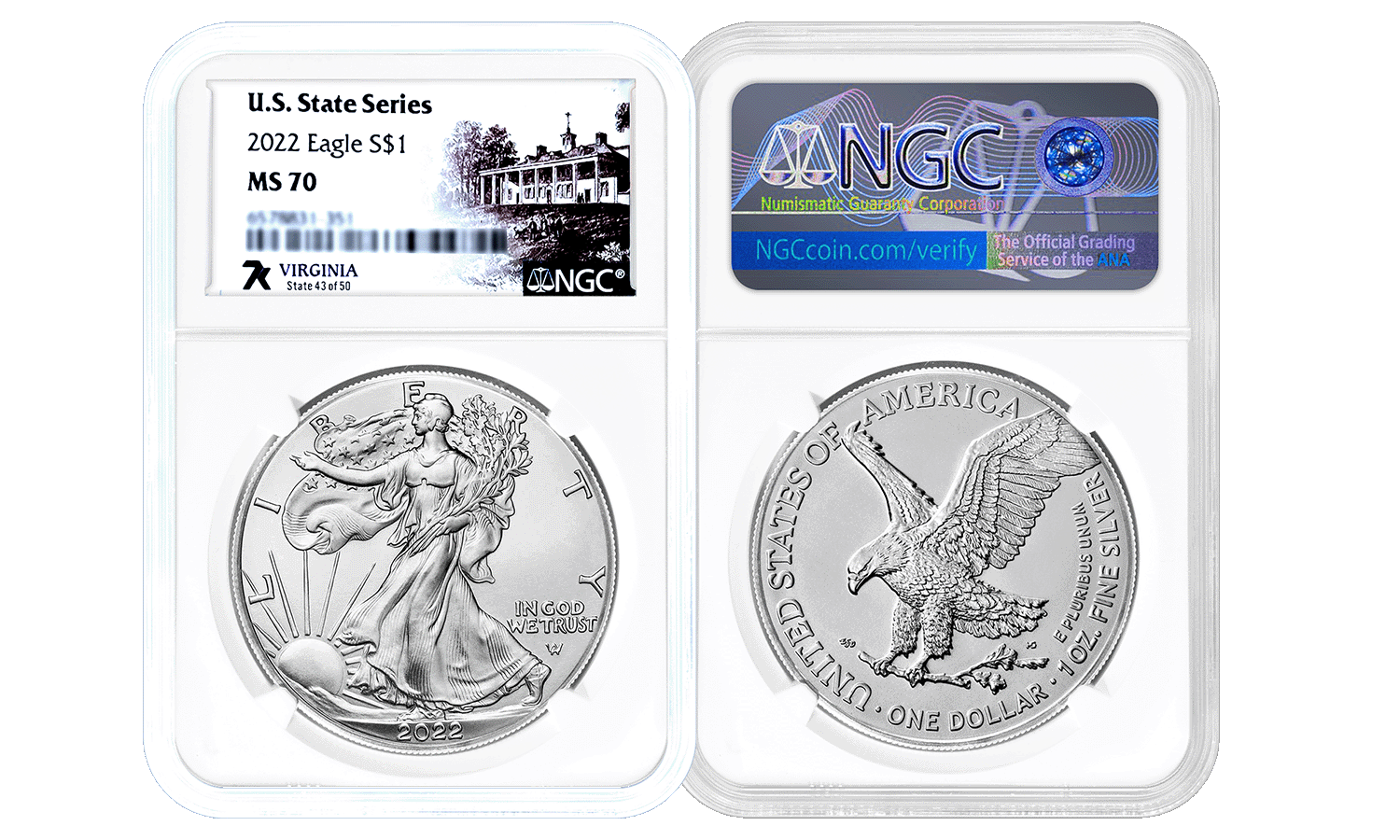 2022 7k State Label American Silver Eagle Series 1oz Silver Coin